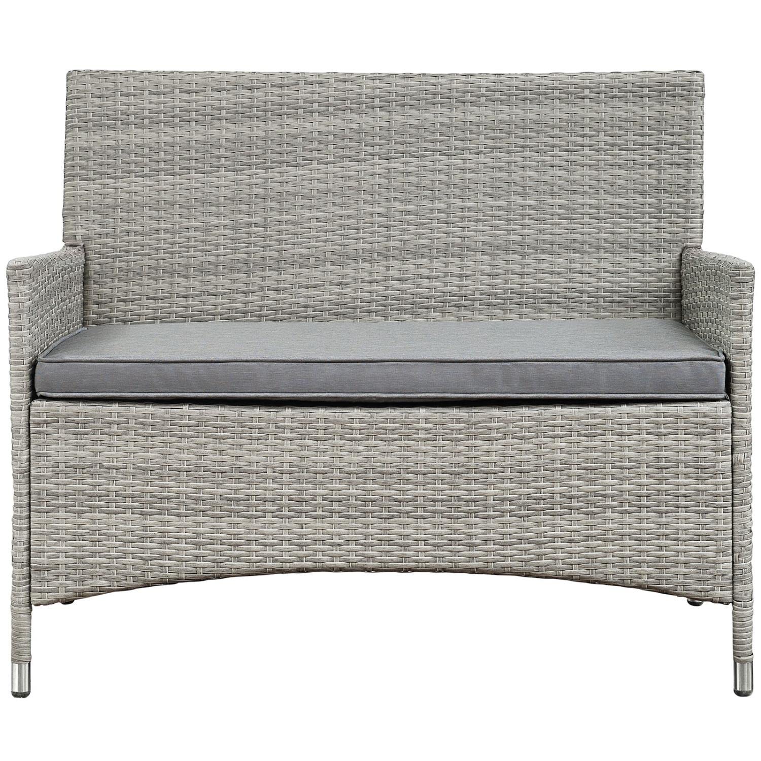 Juego de muebles de patio al aire libre de 4 piezas de mimbre Bridge en gris claro gris 4