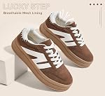 LUCKY STEP Women's Platform Retro Fashion Sneakers Classic Casual Gum Rubber Sole Skate Trainer Tennis Walking Shoes Thick Sole Trendy Footwear