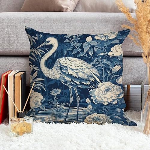 Miniatura 4 de ArogGeld Chinoiserie - Funda de almohada decorativa con diseño de pájaro y pájaro azul con flores y pájaros asiáticos, fundas de cojín decorativas