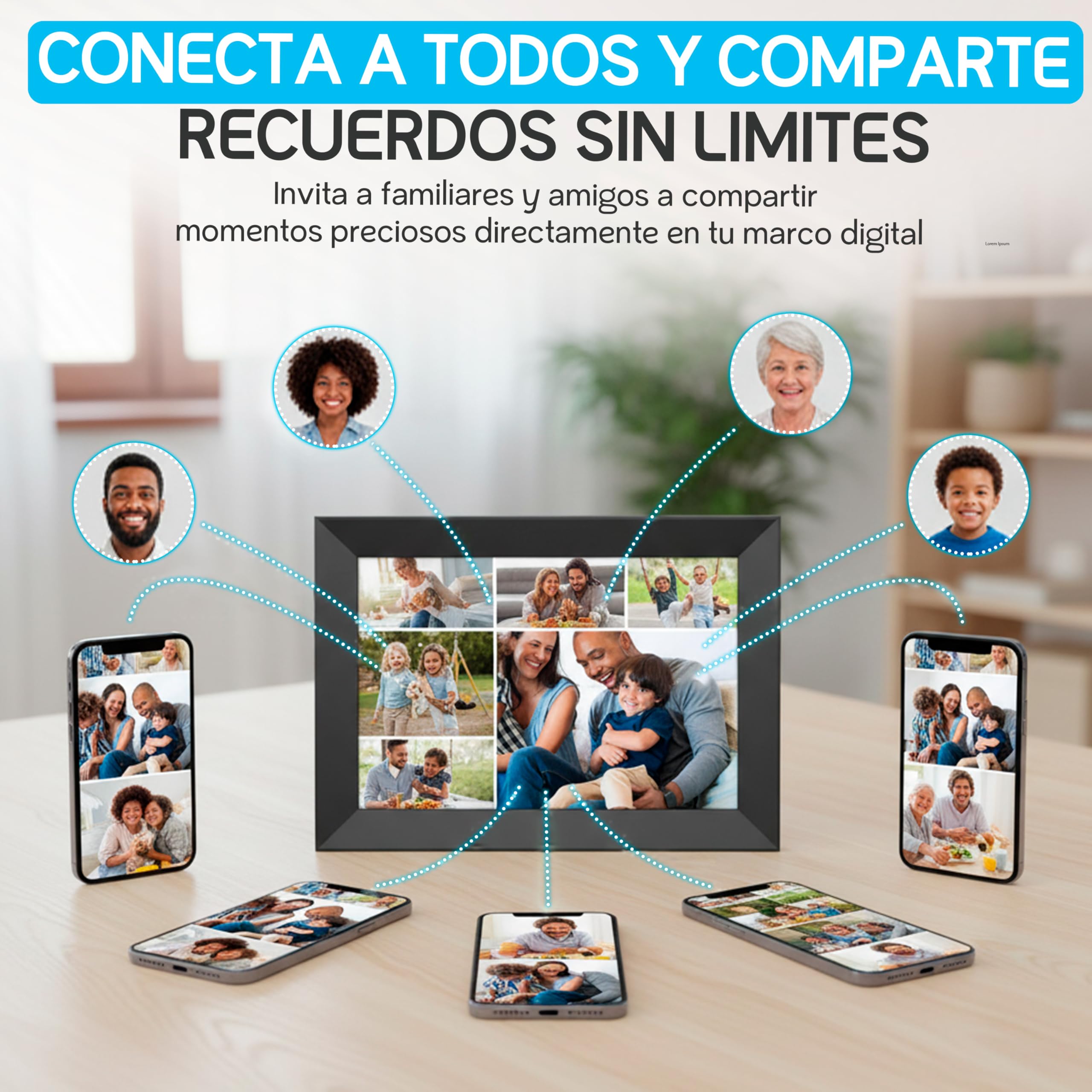 DIRU Marco de Fotos Digital WiFi 10.1" Táctil Full HD, 32 GB, Frameo App, Auto Rotación, Pantalla IPS, Reproduce Fotos y Videos