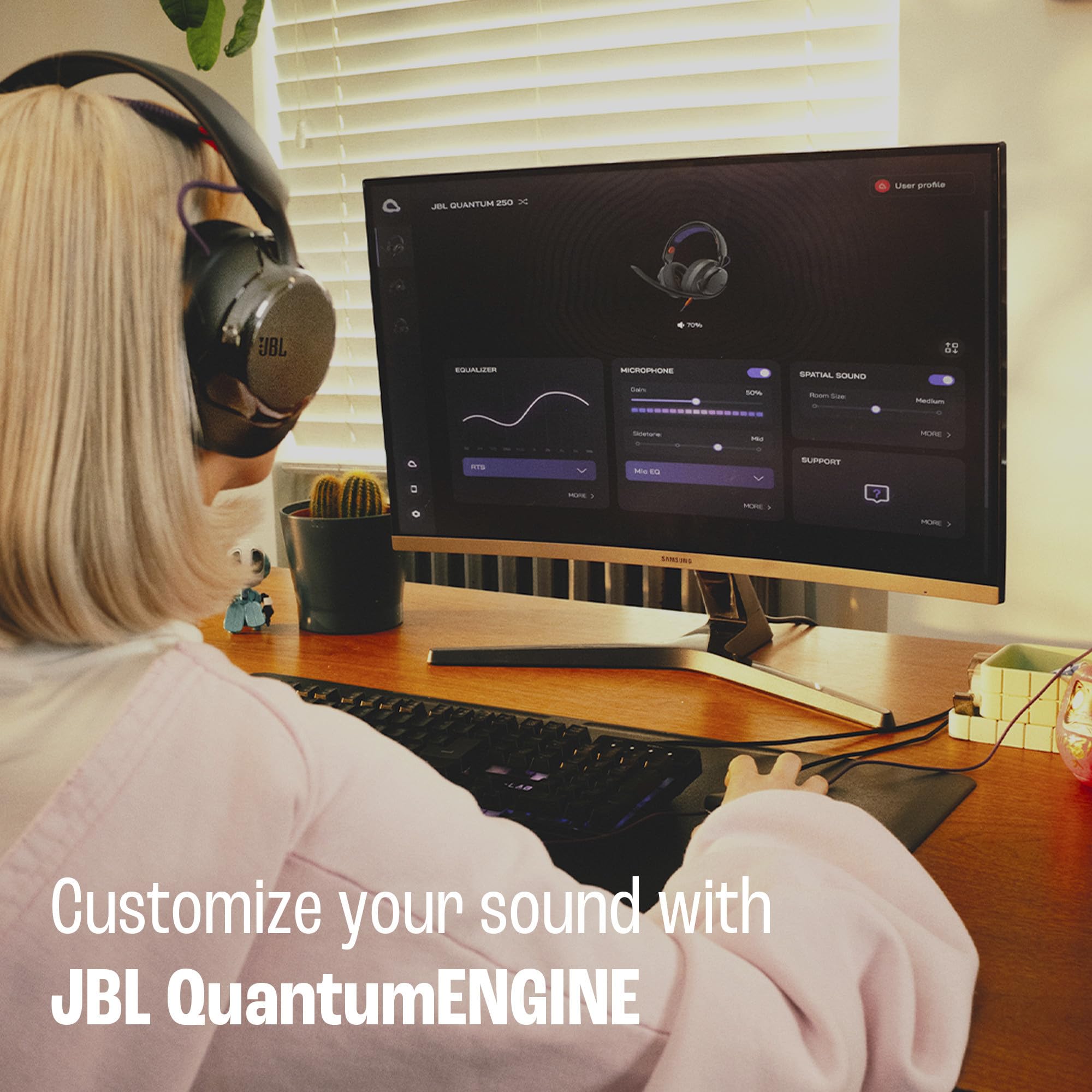 JBL Quantum 250 - Wired multiplatform Gaming Headset, 50mm Carbon Dynamic Drivers for Rich JBL Quantum Spatial Sound, Cardioid Noise Cancelling Boom mic, & Ultra-Light Comfortable Design (Black)