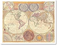 Vista 1 de Gabby's Choice Mapa antiguo del mundo - Impresión artística sin marco de 11 x 14 pulgadas, gran decoración vintage para el hogar, mapa del mundo