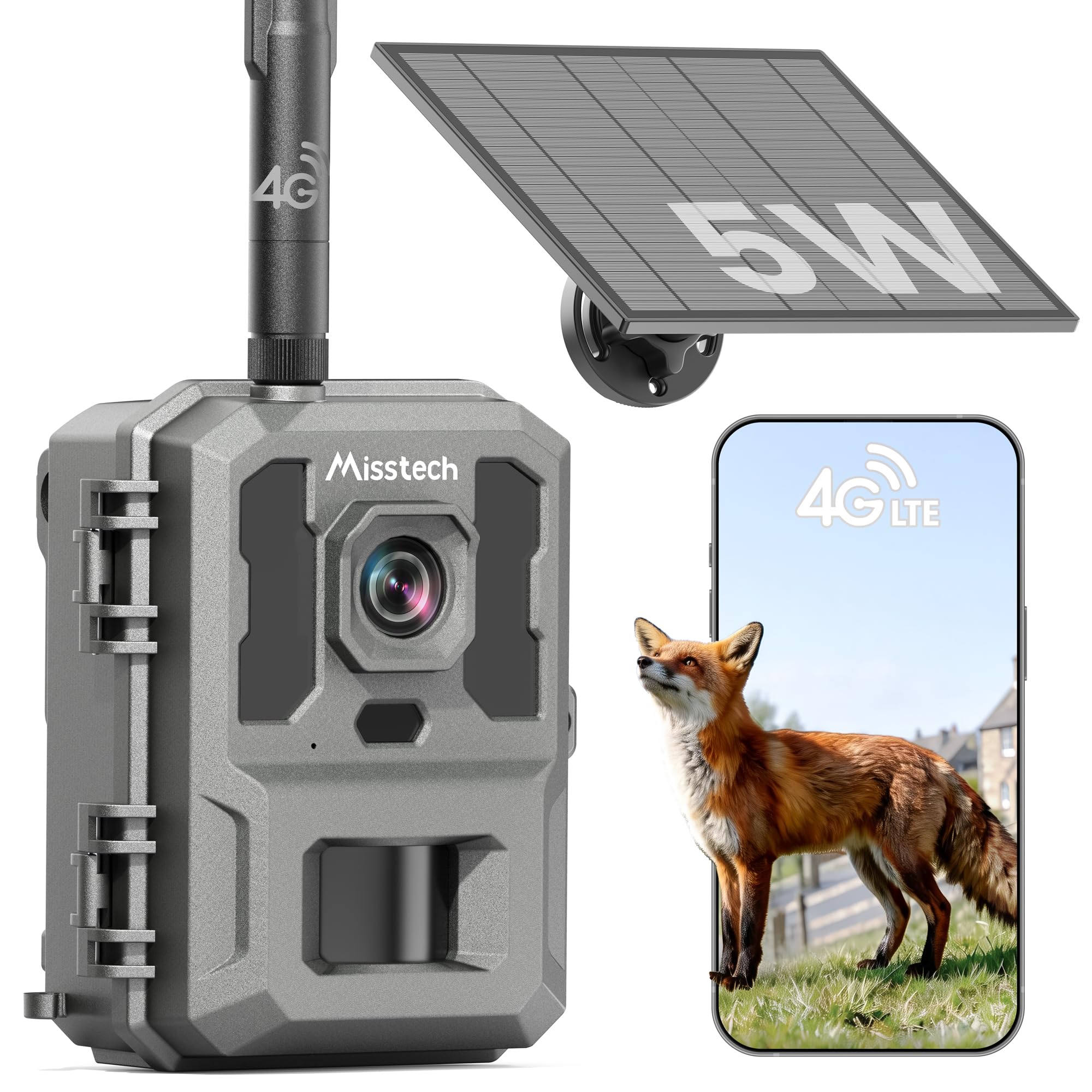 Misstech 4G LTE Wildkamera mit SIM Karte – 2K unsichtbare 940nm Nachtsicht
