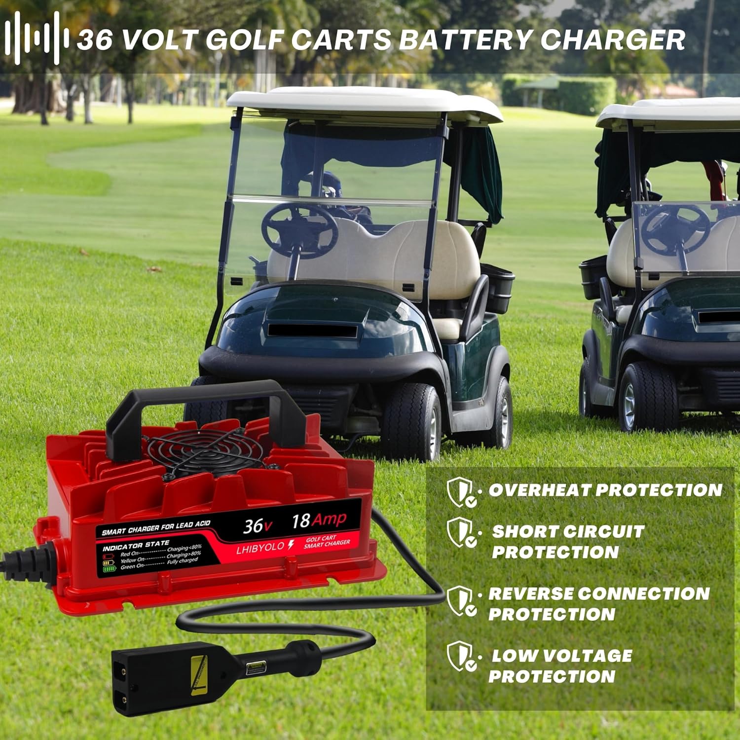 36V Golf Carts Battery Charger for 18 AMP EZGO TXT, 4-6 Hours Full Charger, Club Car Charger 36 Volt,with 2008-Present EZGO TXT - Image 5