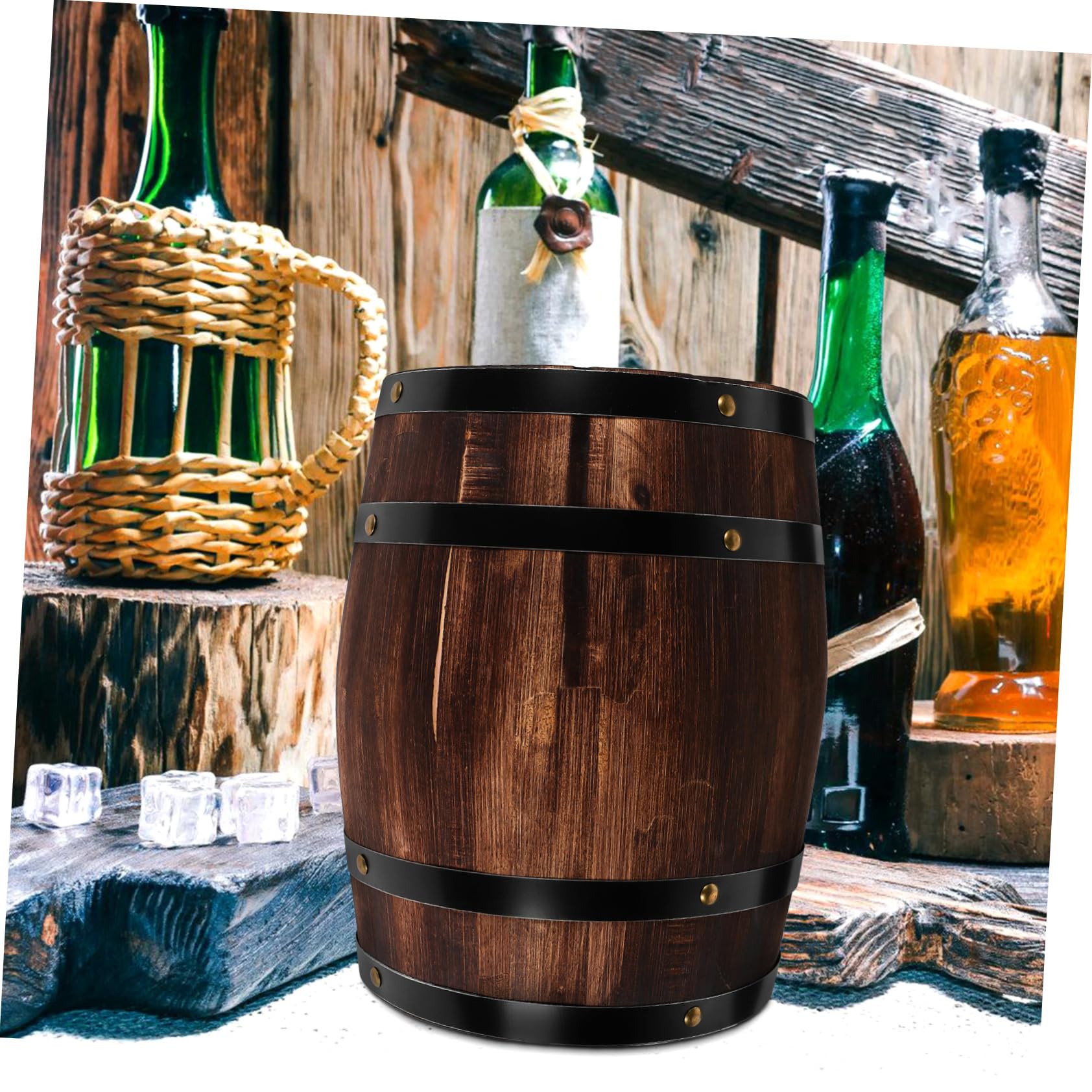 Amazon｜BIUDECO オーク樽の装飾 木の樽 ワイン樽トレイ ミニ