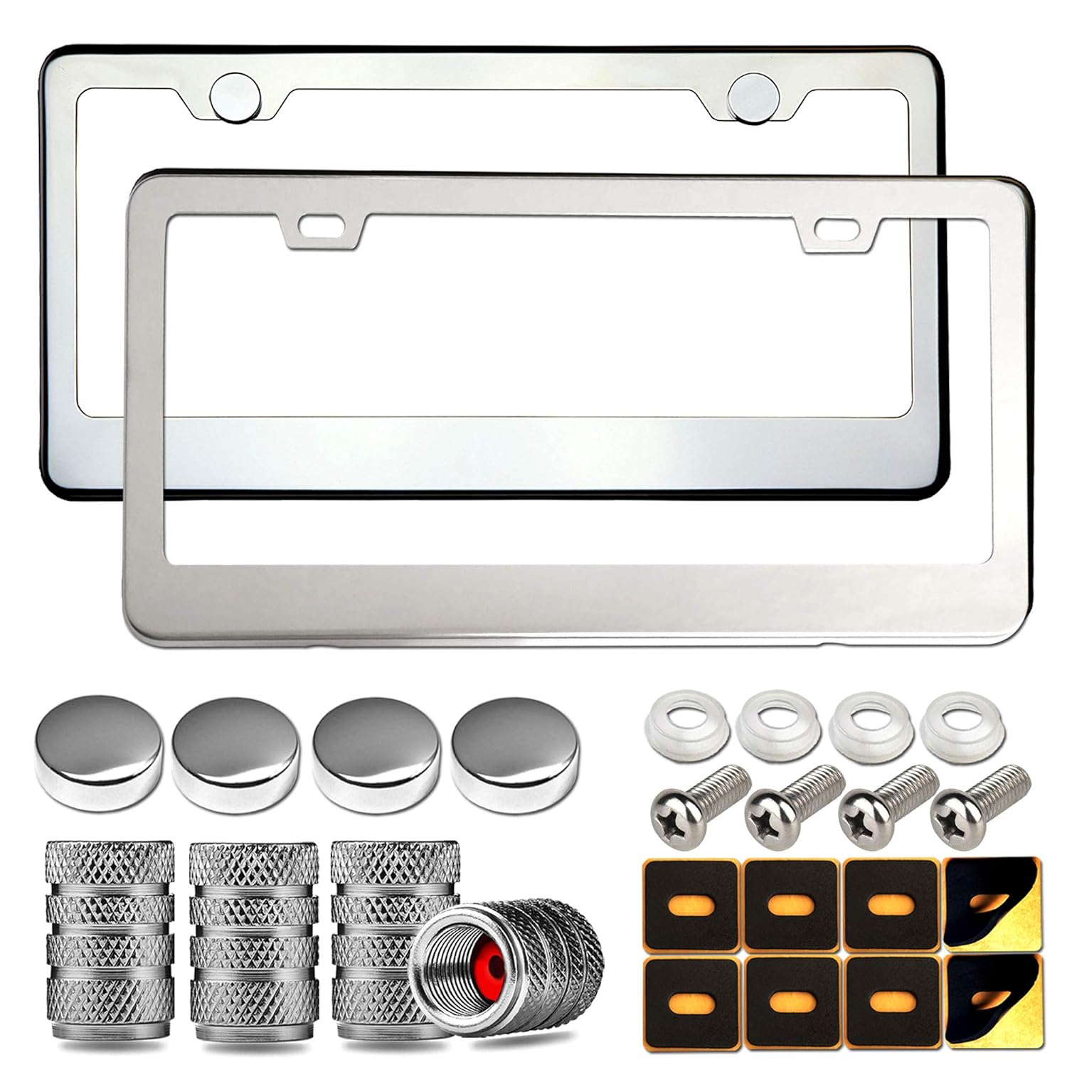 BGGTMO License Plate FramesBlack License Plates Frames with Screw Caps