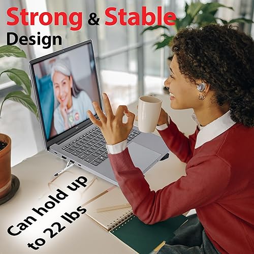Miniatura 4 de Soporte portátil para laptop, soporte plegable para computadora de escritorio y viajes, elevador ergonómico de computadora ajustable de 6 niveles,