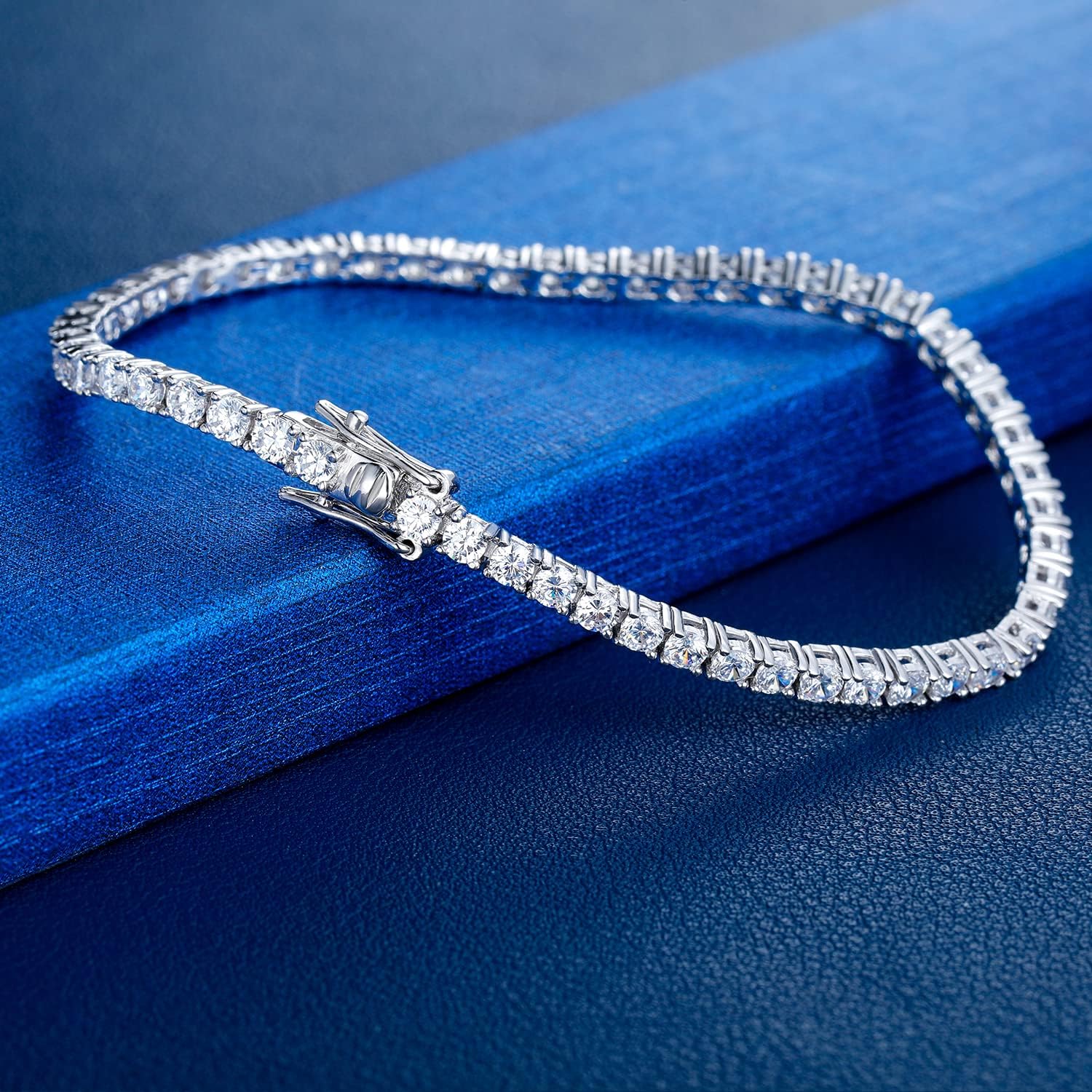 TIKJE 925 Sterling Silver 2-7mm Cubic Zirconia Classic Tennis Bracelet | White Gold Bracelets for Women | Size 6-8.5 inches - Image 3