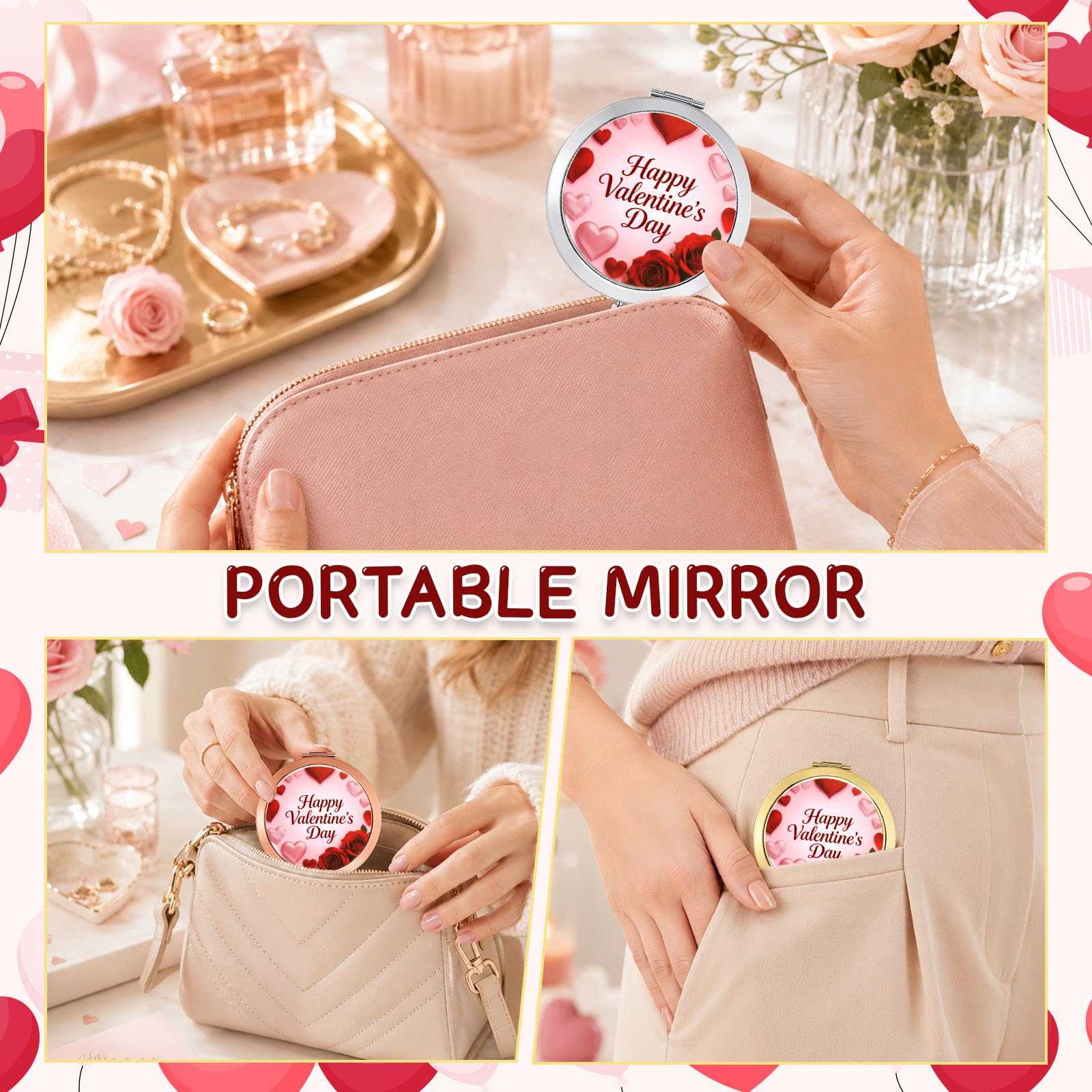 Generisch Seitliches Faltbrillen Set, Rose Gold