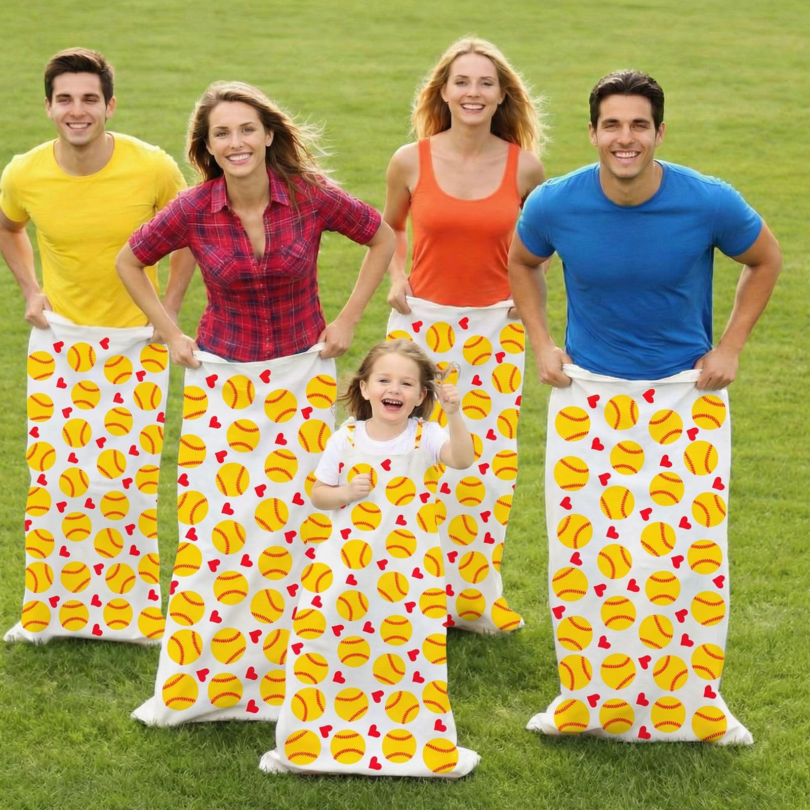 Ribbonlic 16 Pcs Potato Sack Race Bags Large Softball Race Bags for Family Outdoor Sport Game Decorations for Adults and Kids Bean Sack Games Set
