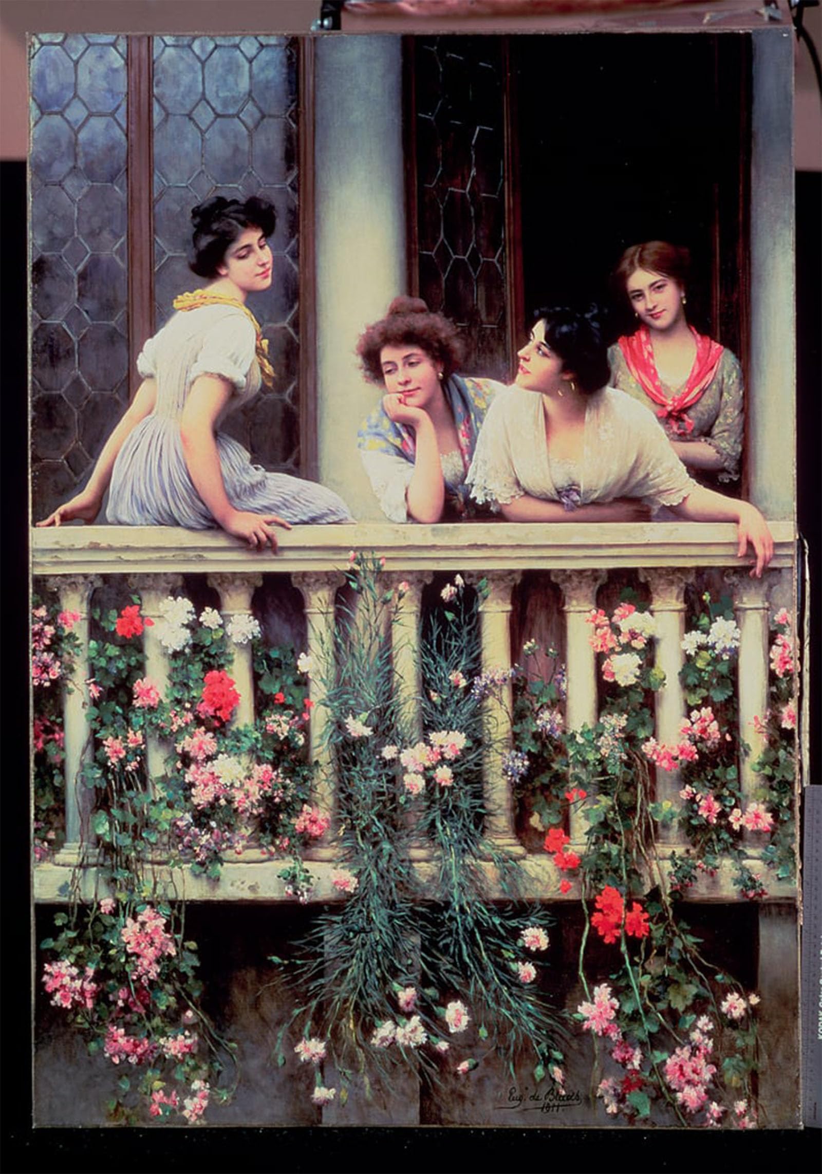 POSTERIIk Vintage Print Pop Art Landscape Artwork the Balcony by Eugen Von Blaas Art Prints for Office Home Decor 60x90cm