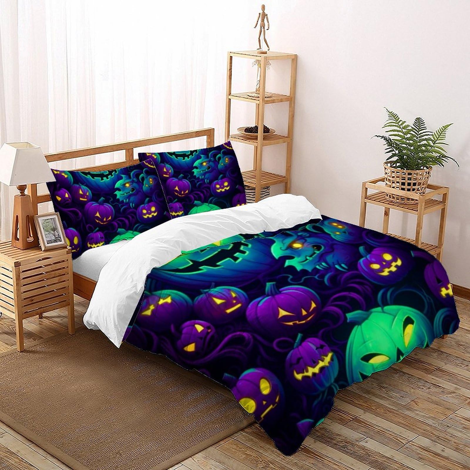 Housse de couette Horror Pumpkin 260x220cm anti-plis à fermeture Éclair