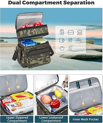 Miniatura 3 de Lonchera aislada y lonchera para hombres – Bolsa de almuerzo reutilizable de doble cubierta para mujeres, bolsa enfriadora a prueba de fugas, suave