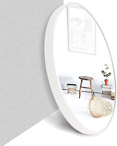 Miniatura 5 de Golden State Art, Espejo redondo blanco de 28 pulgadas, espejo de pared circular para baño, sala de estar, dormitorio, decoración de pared, tocador
