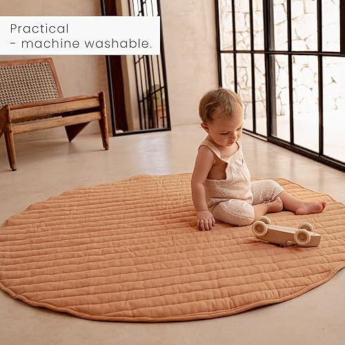 Miniatura 6 de Toddlekind Tapete de juego acolchado reversible de lujo 100% algodón orgánico de 48 pulgadas para bebésniños pequeños, multifuncional, rayas de