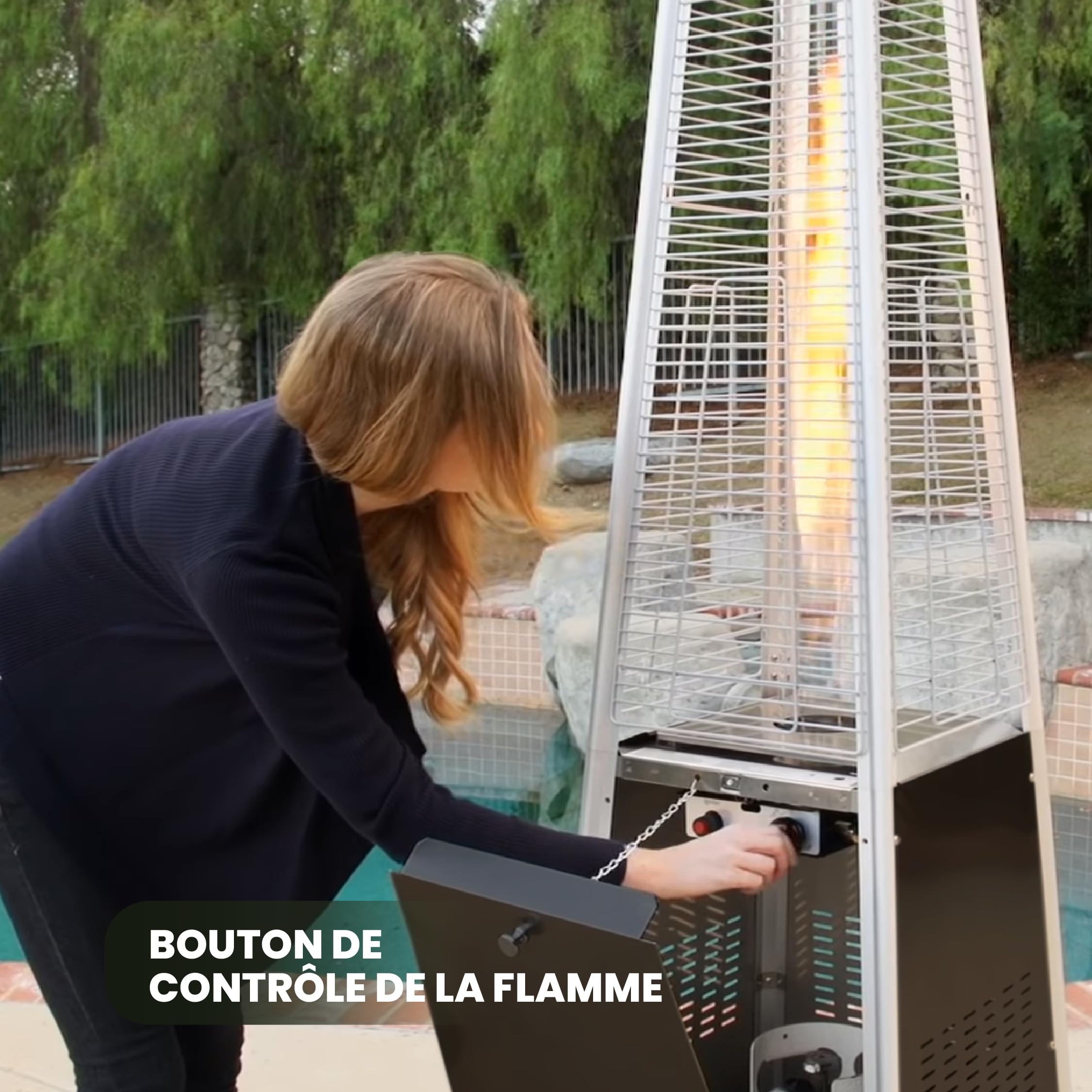 BU-KO Chauffage au Gaz Pyramide 13kW Acier Inoxydable Extérieur Jardin