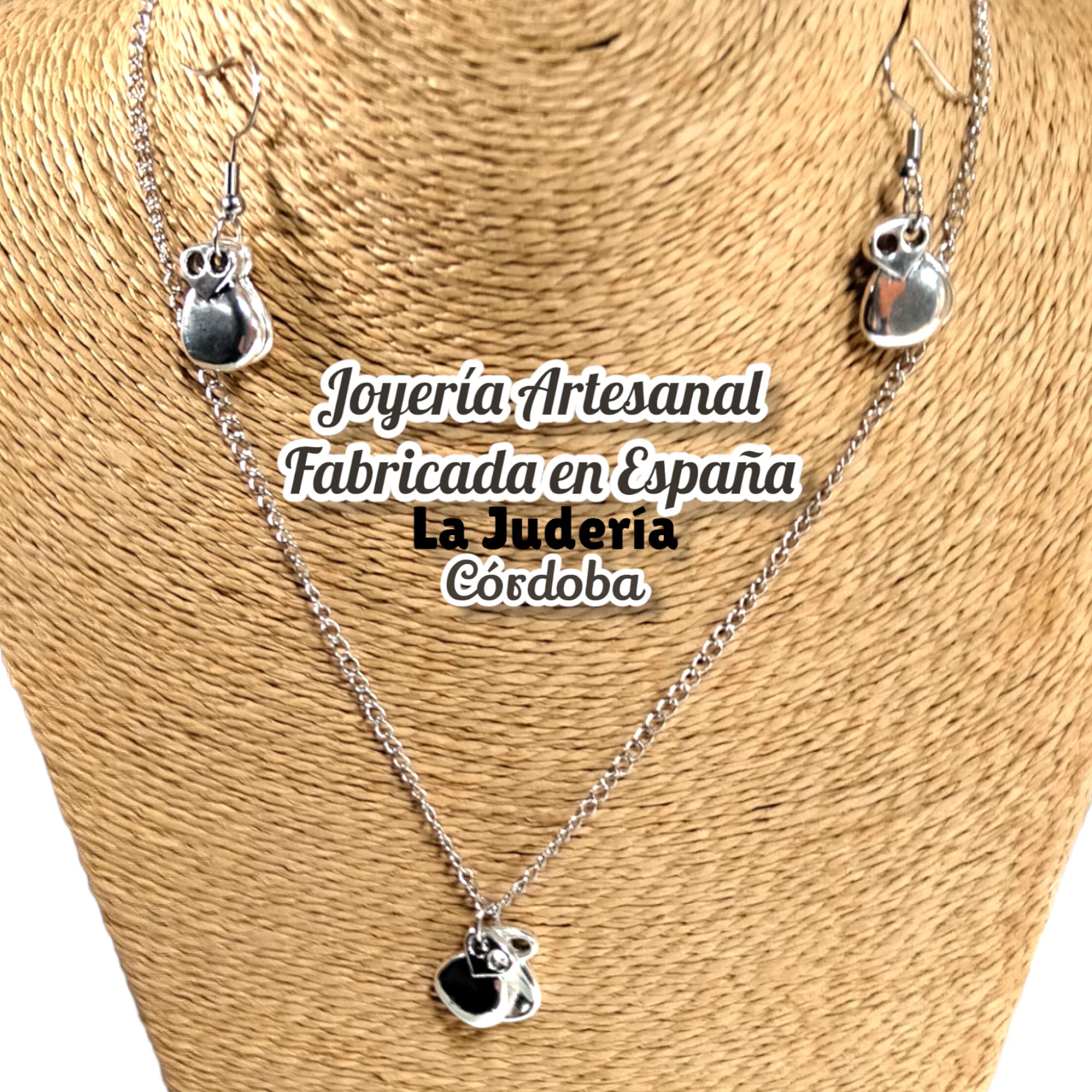 Joyería Flamenca con Castañuelas | Artesanía Andaluza Chapada en Plata de Ley; Gargantilla Colgantes Pendientes Fabricado en España Regalos Mujer