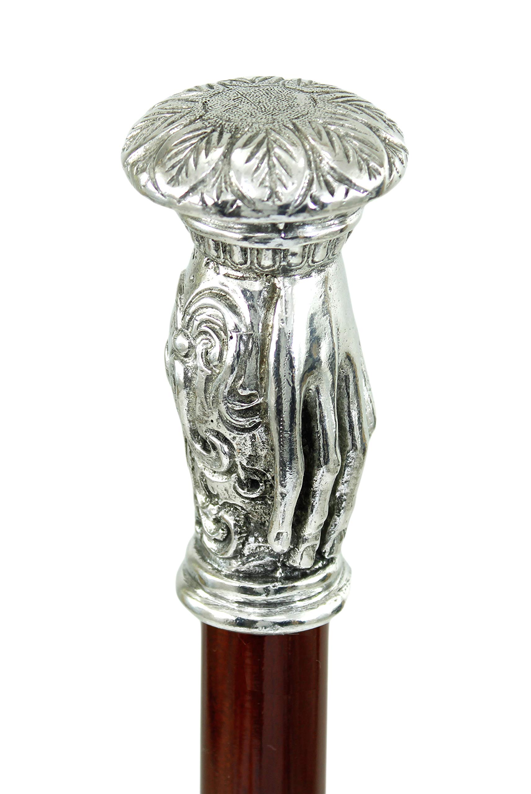 Bastón de Paseo Mano estaño y Madera Elegante para la Ceremonia, Fabricado en Italia CAVAGNINI Vintage