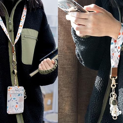 Miniatura 5 de IBOVODI Paquete de 2 llaveros retráctiles con purpurina, mosquetón con cordón retráctil y llavero, lindo carrete de identificación pequeño para