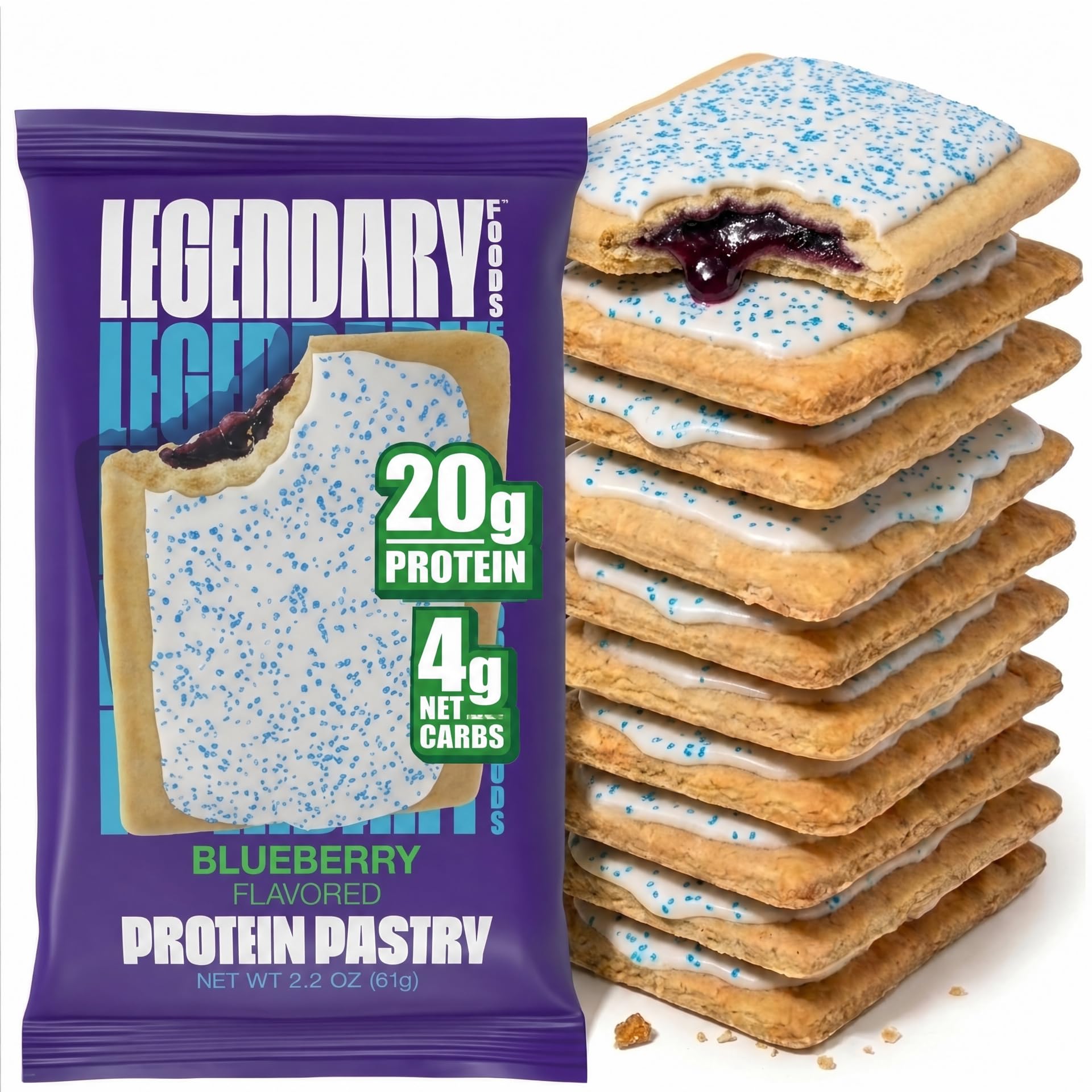 Legendary Foods New Cake Style Tasty Pastry | Low Carb, High Protein, Keto-freundlich, ohne Zuckerzusatz, Protein-Snacks, Frühstück für unterwegs, Keto-Lebensmittel, Keto-Snacks – Caddie-Retail 10 | Zuckerarmer Keto-Snack, leckere Frühstückstorte, protein