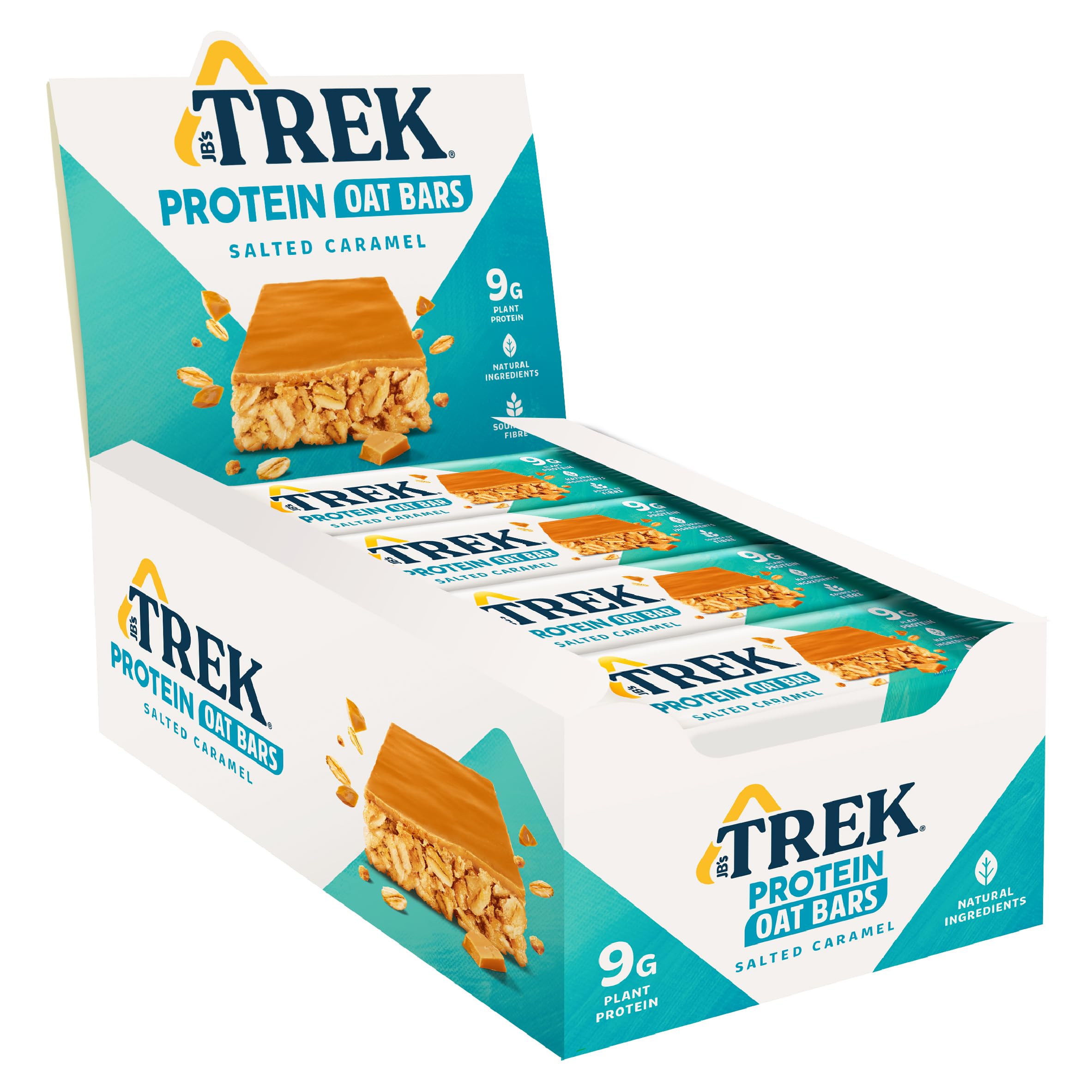 TREK Protein Oat Bar - Salted Caramel - Plant-based protein - Gluten Free - 16 x 50g bars - 0.8kg