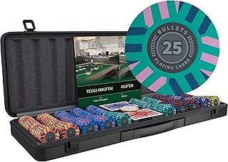 Bullets Playing Cards | Pokerkoffer „Salvatore“ mit 500 Clay Pokerchips 10g | Pokerset mit Karten, Würfeln, Dealer Button & Pokerregeln