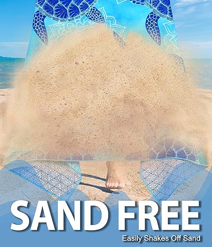 Miniatura 2 de Toalla de playa de microfibra sin arena  Tortuga de secado rápido, ligera, de gran tamaño, accesorios de toalla azul, viajes, natación, piscina,