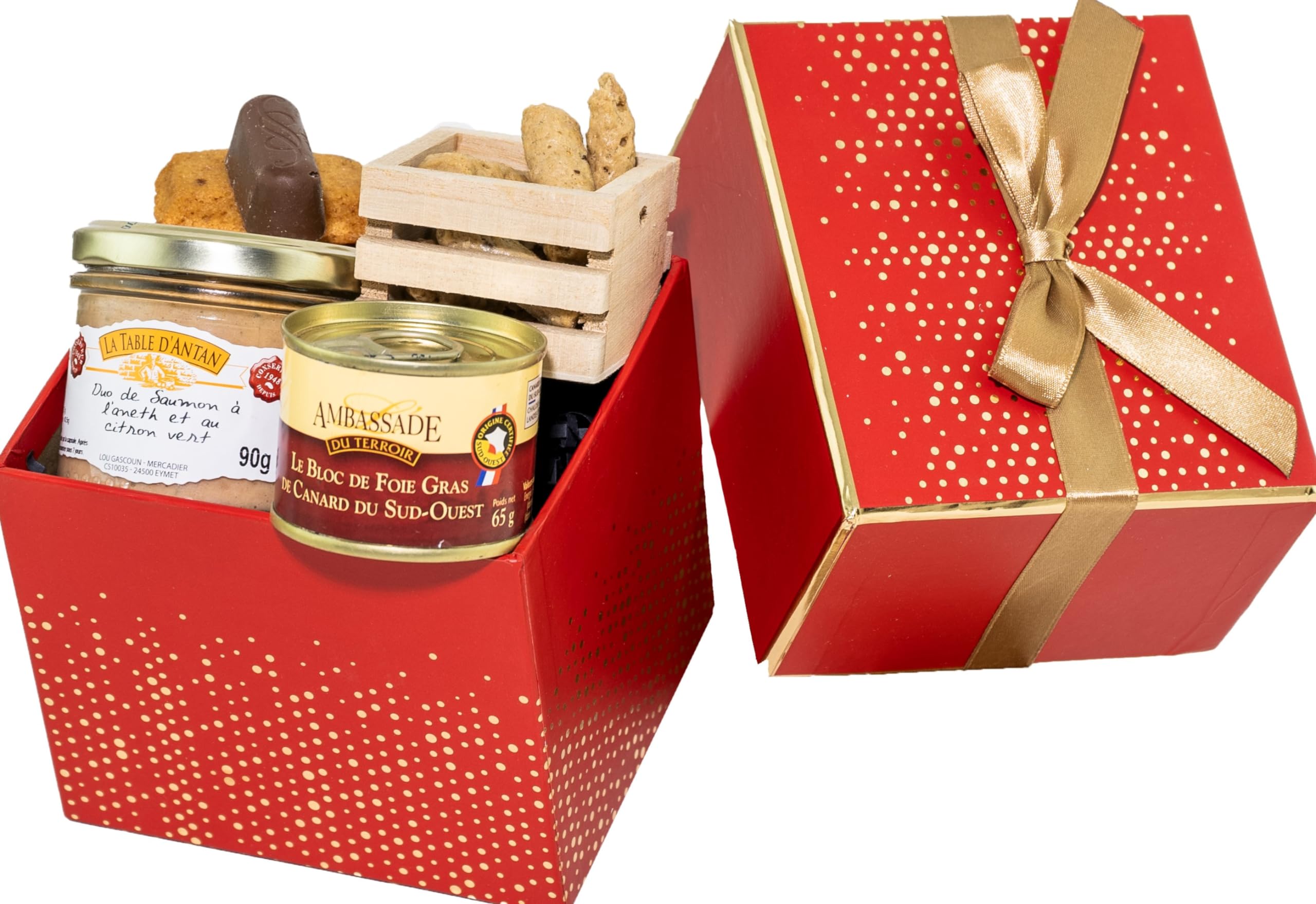 COLIS GOURMANDS - Panier Garni Foie Gras - Coffret Gourmand À Offrir - Produits Français - Idéal pour Cadeau Fête de Noël - Sans Porc et Sans Alcool