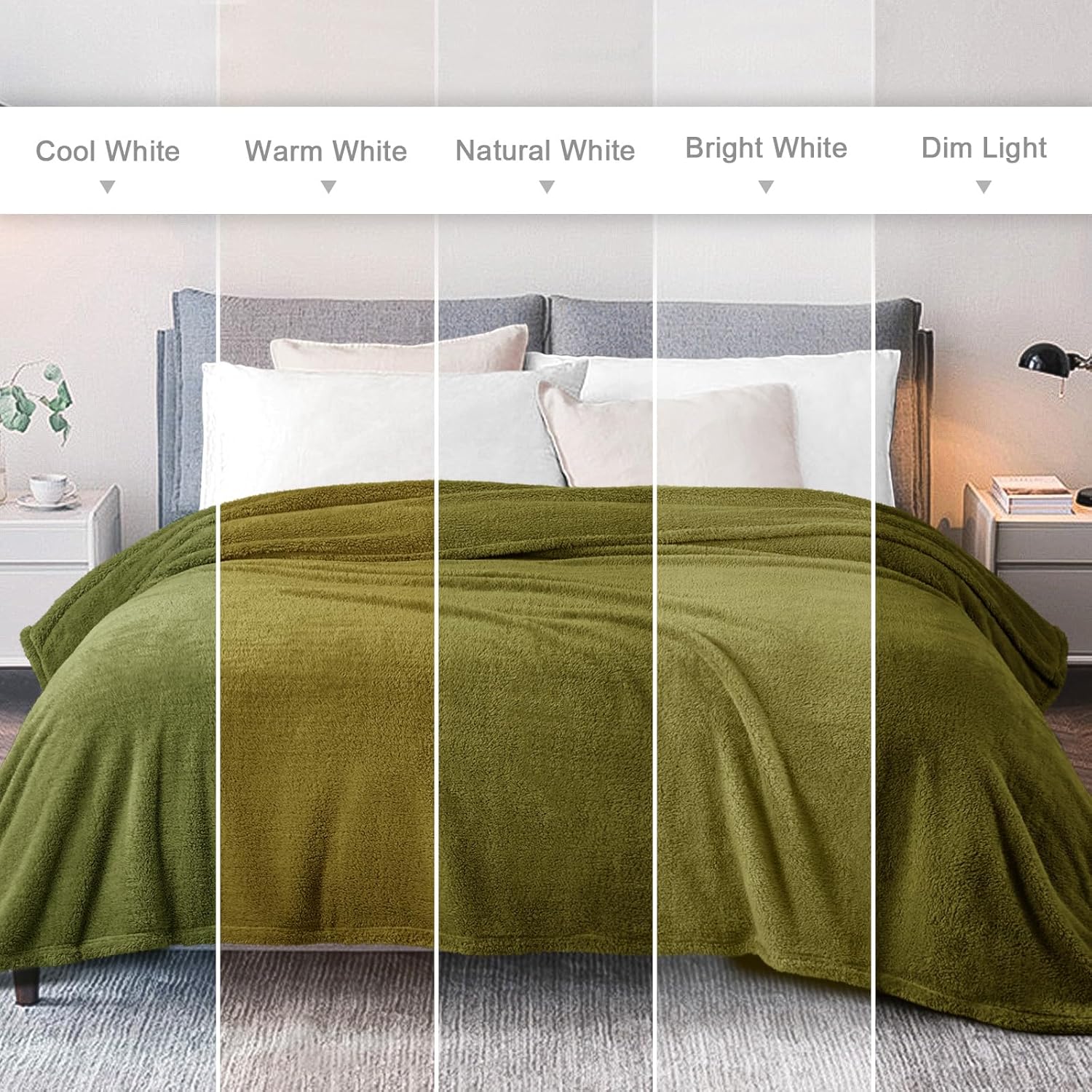 Exclusivo Mezcla Soft Fleece Throw Blanket for Couch, Super Soft Velvet Plush Fleece Blankets, Fuzzy Cozy and Warm for Winter, 50x60 Inches, Olive Green - Image 7