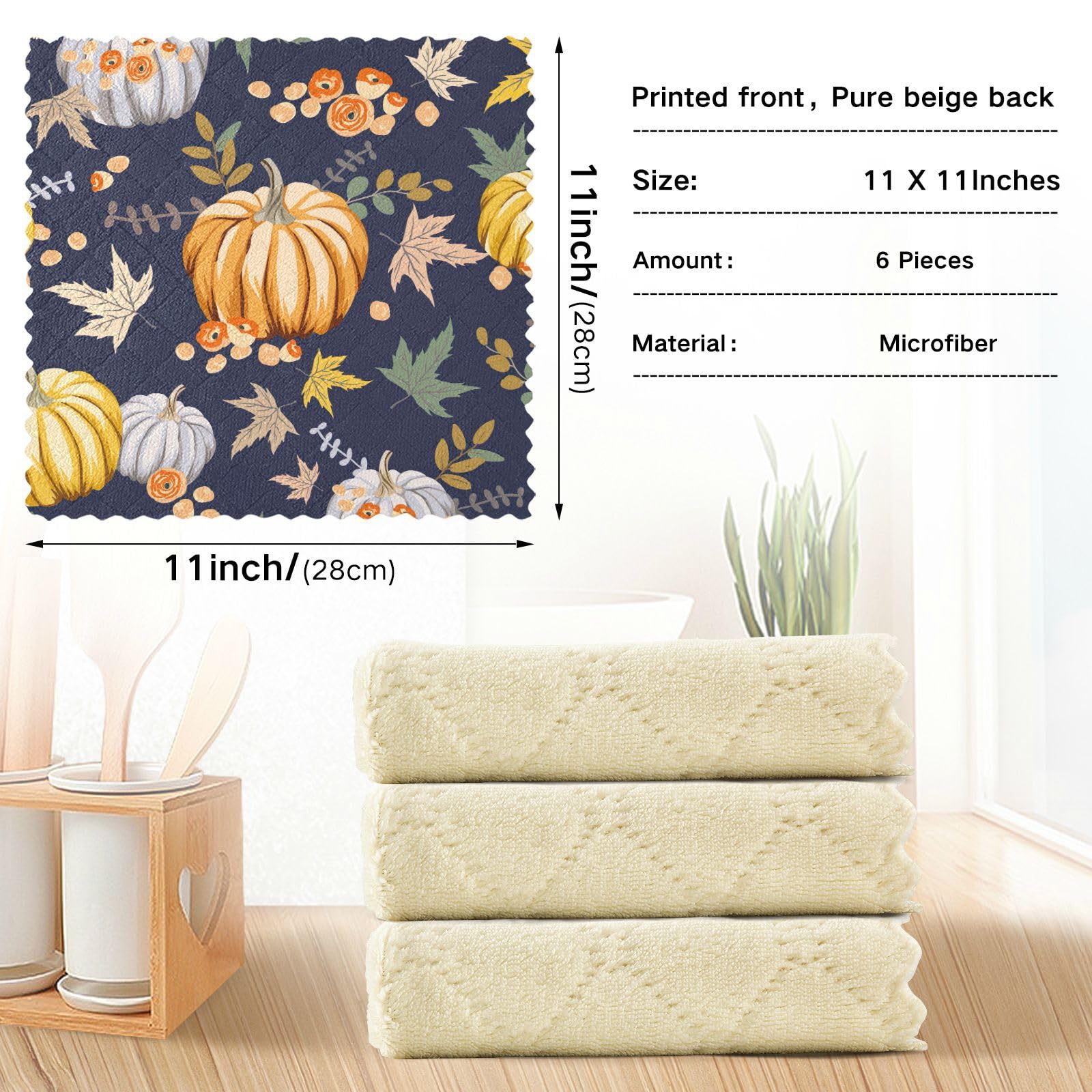 Blumen-Küchentücher 6er Set – Saugfähige Handtücher Mit Herbstblumen-Muster