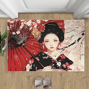 Japanese Looking Rug Amazon.com: Japanese Area Rug 3x4 - Kimono Girl Area Rugs for Entryway ...
