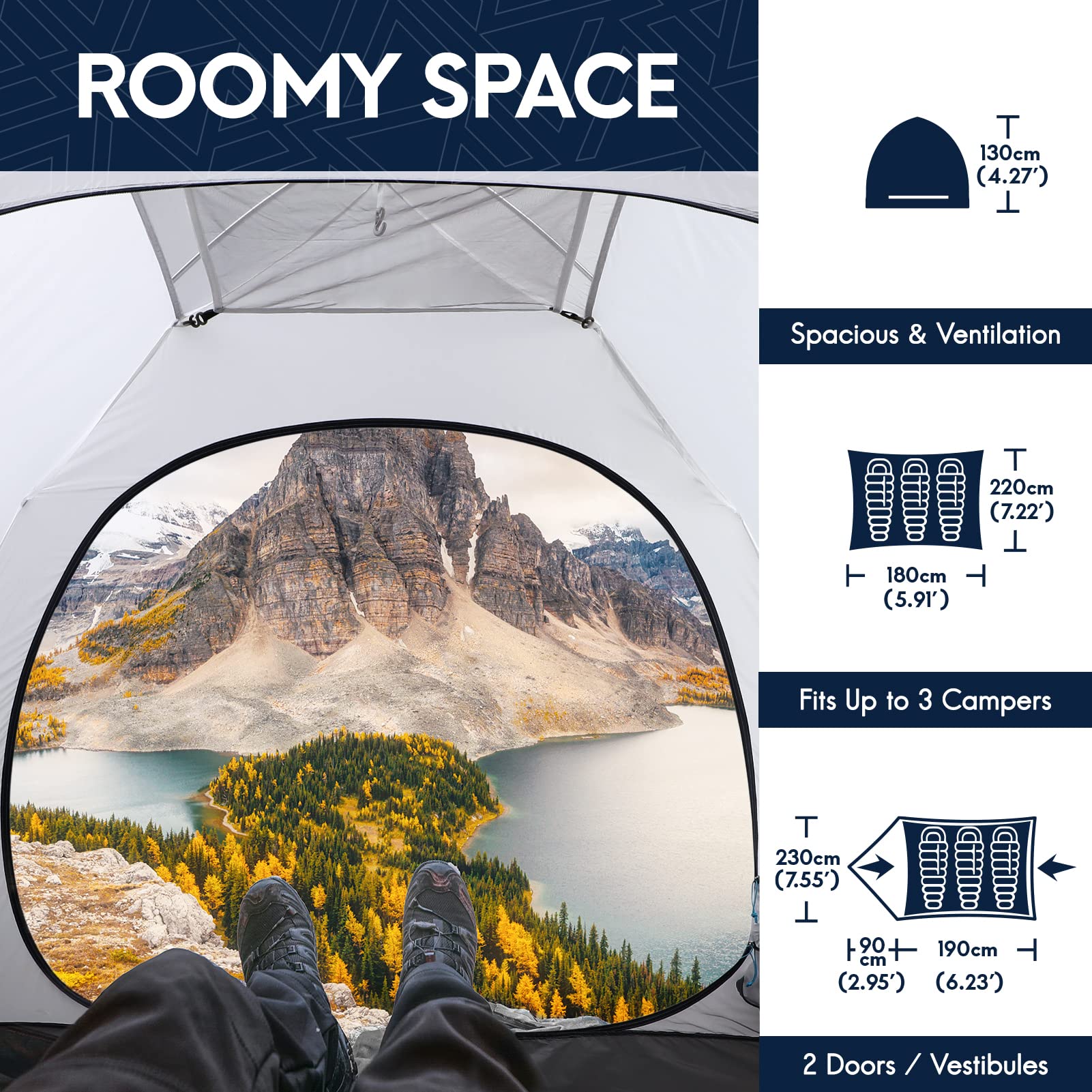 ヒルマン HILLMAN 3～4シーズン 2～3人用 軽量バックパッキングテント