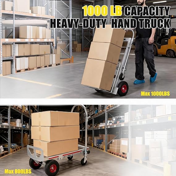 Folding Aluminum Hand Truck 3-in-1, Convertible Dolly Cart Heavy Duty