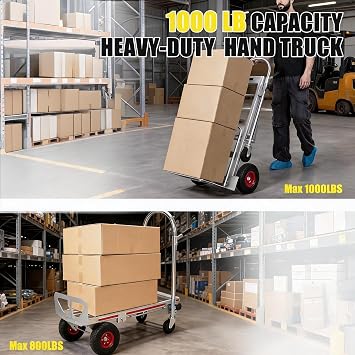 Folding Aluminum Hand Truck 3-in-1, Convertible Dolly Cart Heavy Duty