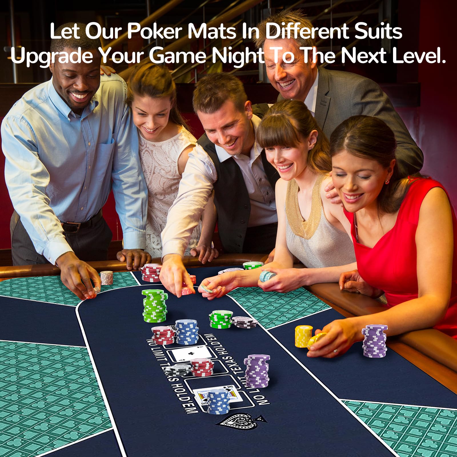 Pokermatte 180 x 90 cm, Professionelle Texas Holdem Poker Matte Pokerteppich Inklusive Tragetasche für bis zu 8 Spieler