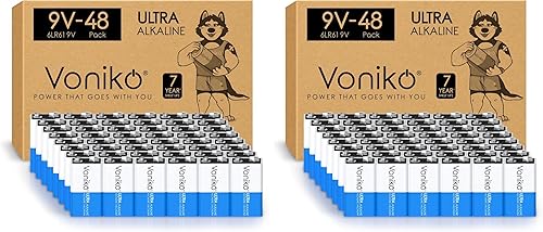 Miniatura 10 de Voniko Baterías de 9 V - Batería alcalina de 9 V paquete de 2 - Ultra larga duración con una vida útil de 7 años