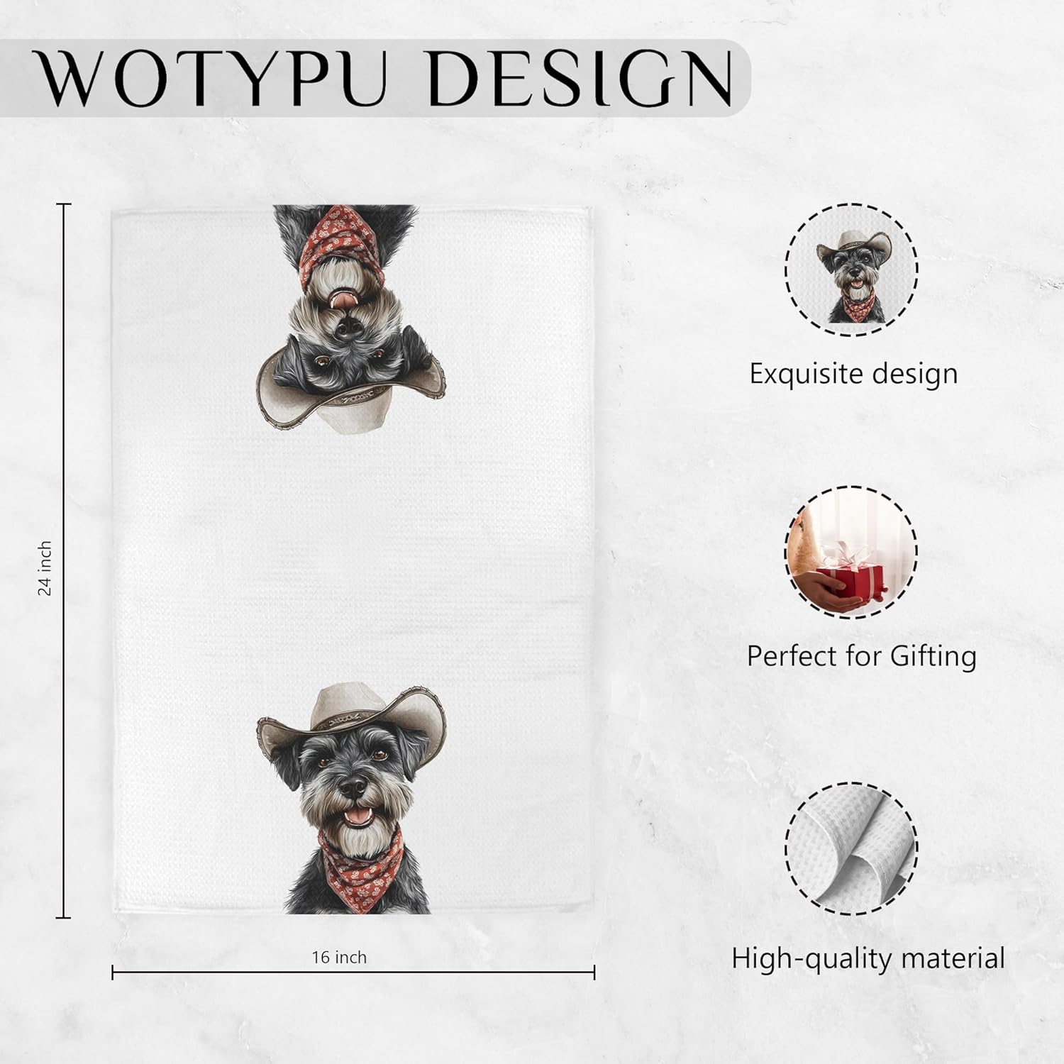 Funny Schnauzer Gifts Kitchen Towels, Miniature Schnauzer Gifts for Women Dish Tea Towel for Kitchen Decor, Dog Gifts Hand Towels for Bathroom Decor, 16X24 Inch - Image 6