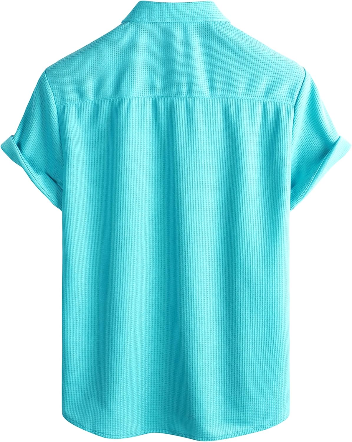 VATPAVE Mens Casual Waffle Shirt Short Sleeve Button Down Summer Shirts Loose Fit Beach Shirts - Image 5