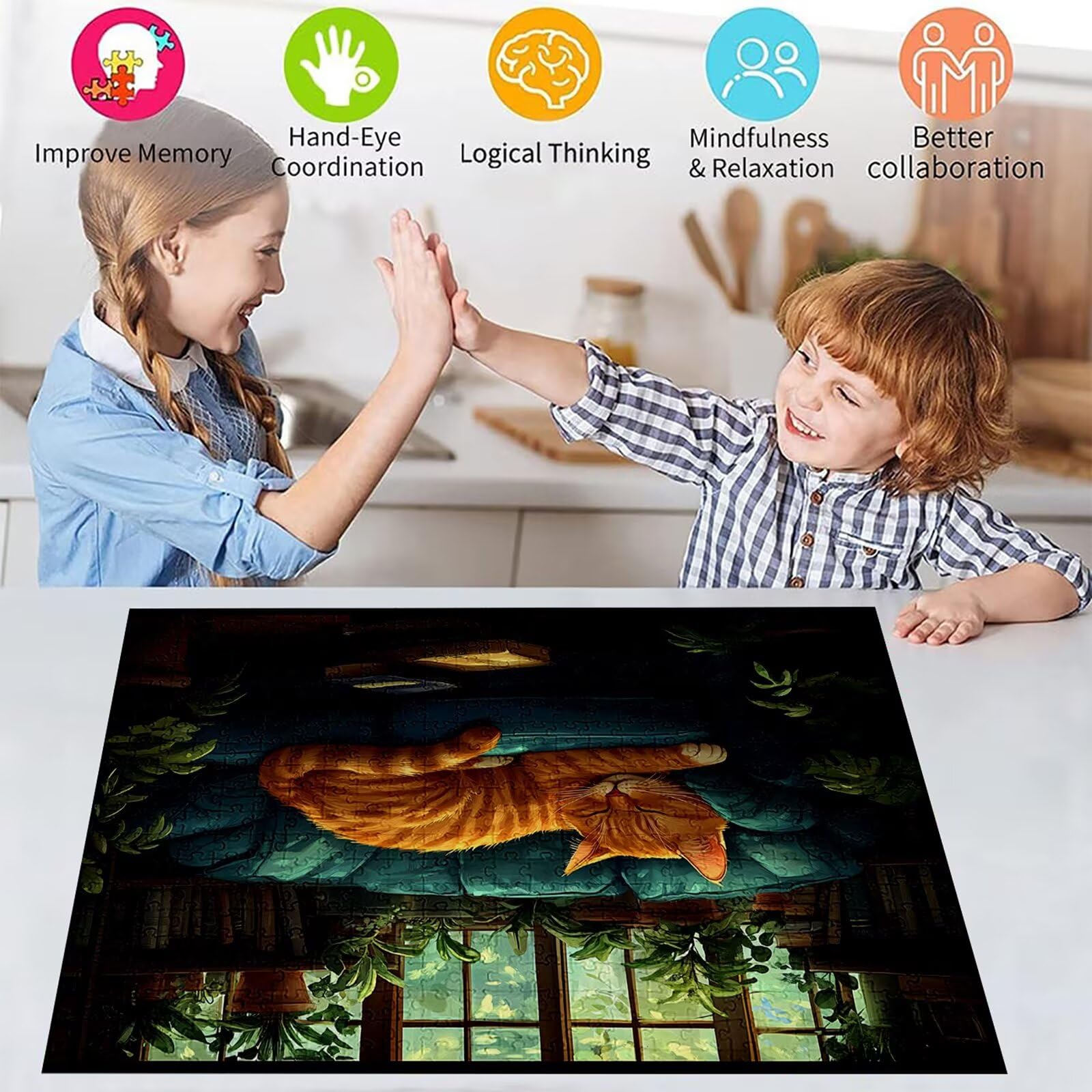 Puzzle 3000 elementów kot puzzle dla dorosłych zwierzę 122 x 81 cm unikalne rzemiosło klasyczne 3D drewniana układanka do rodzinnych gier aktywnych, układanka do samodzielnego wykonania nawet do