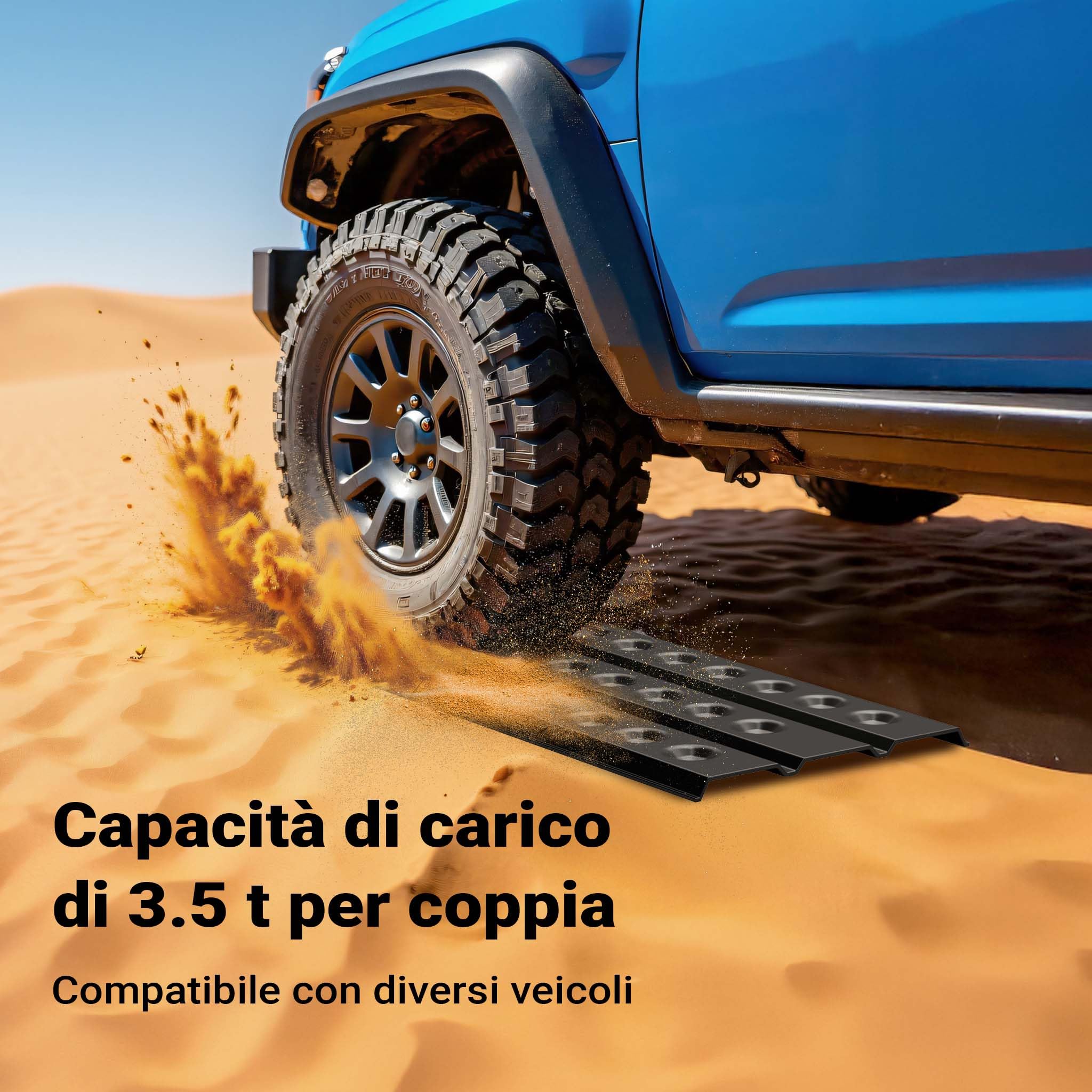 Wiltec Piastre da Sabbia 1 Coppia 150x45 cm in Alluminio per Recupero Auto Fuoristrada Veicoli SUV