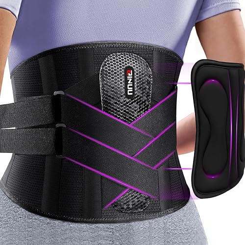 Soporte de espalda para aliviar el dolor de espalda baja con sistema de polea, soporte lumbar potente 7 veces con almohadilla 3D, cinturón de