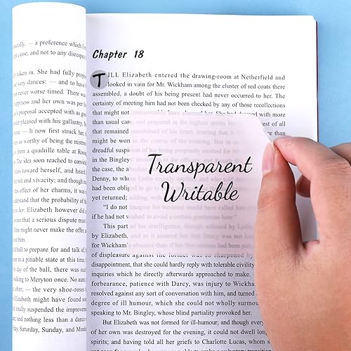 Miniatura 2 de Juome Notas adhesivas transparentes, juego de 390 pestañas adhesivas transparentes Morandi, índice de anotación translúcida, marcadores de libros,