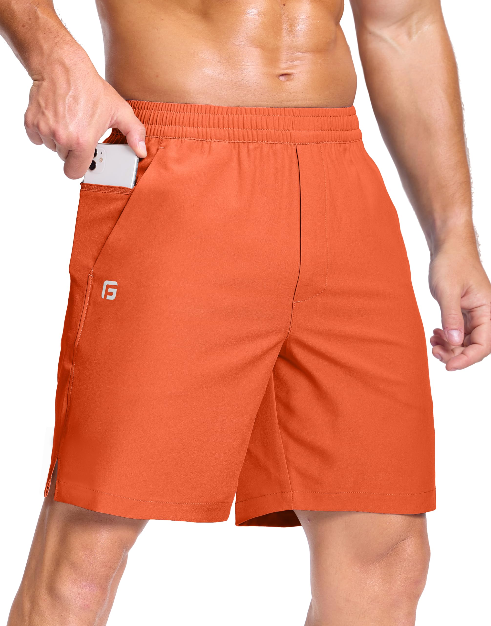 GGJ Men's Lightweight Athletic Shorts with 2 Zipper Pockets 7"/9"/5" Gym Workout Running Quick Dry Tennis Shorts for Men