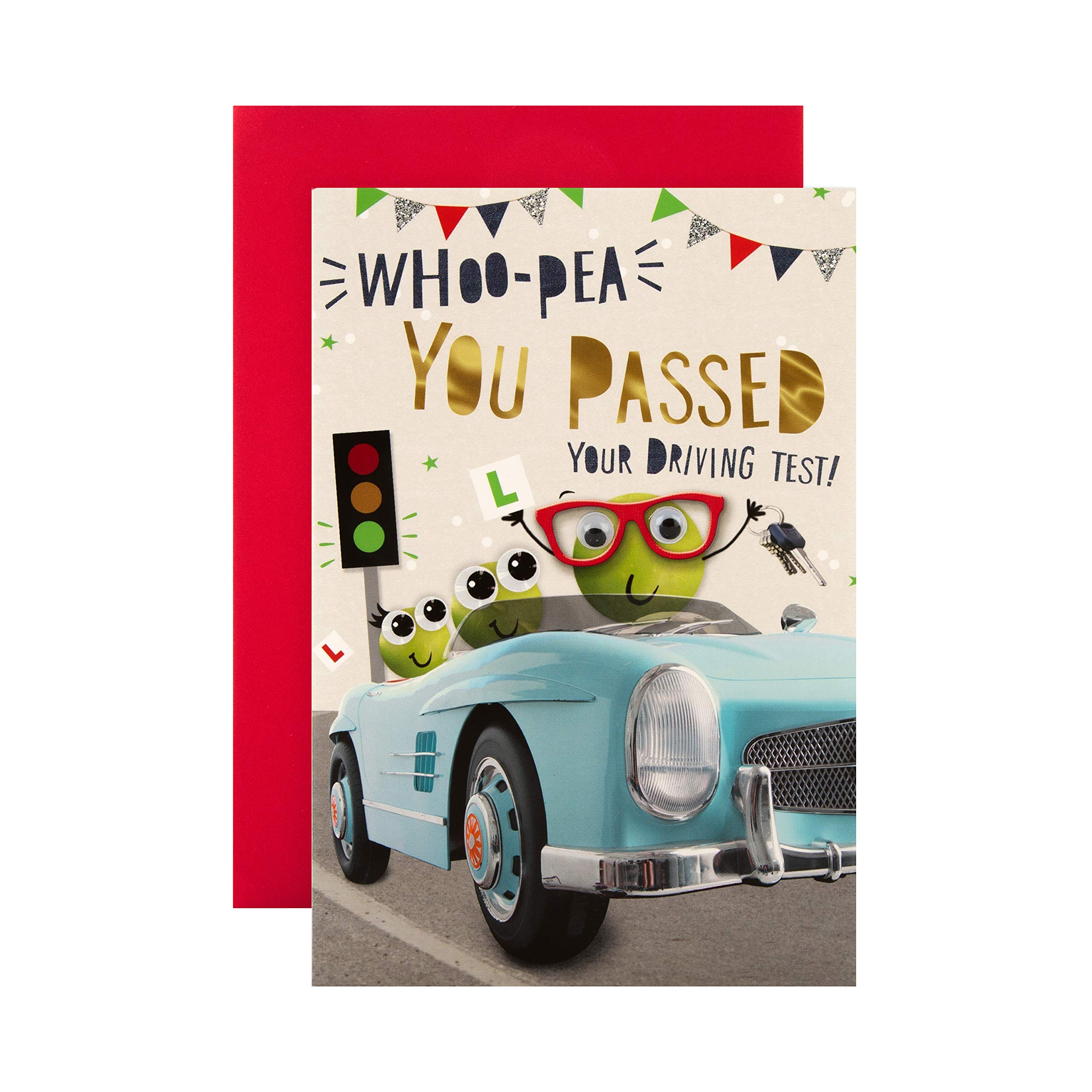 Driving Test Pass Congratulations Card - Fun Googly-Eyed Design