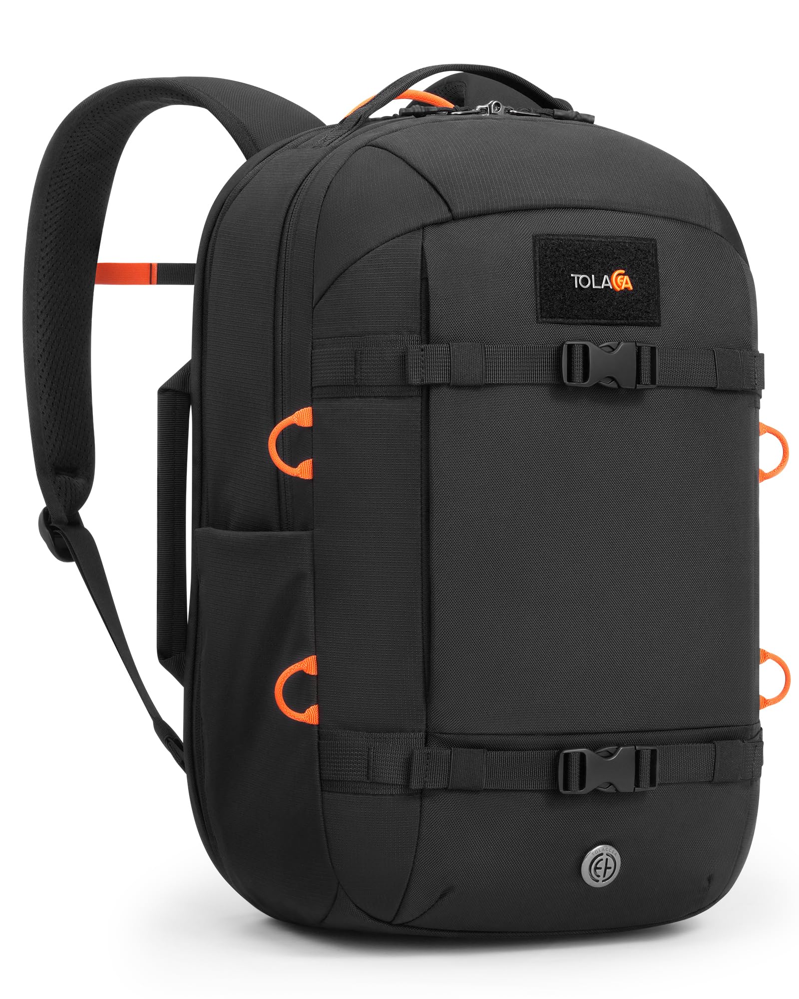 Tolaccea Laptop Rucksack 30L, 15,6 Zoll, Handgepäck-Reiserucksack | 16 Fächer | 180° Öffnung | Stabiler verstärkter Boden | YKK-Reißverschlüsse | 1200-ml-Flaschenfach | AirTag-Fach
