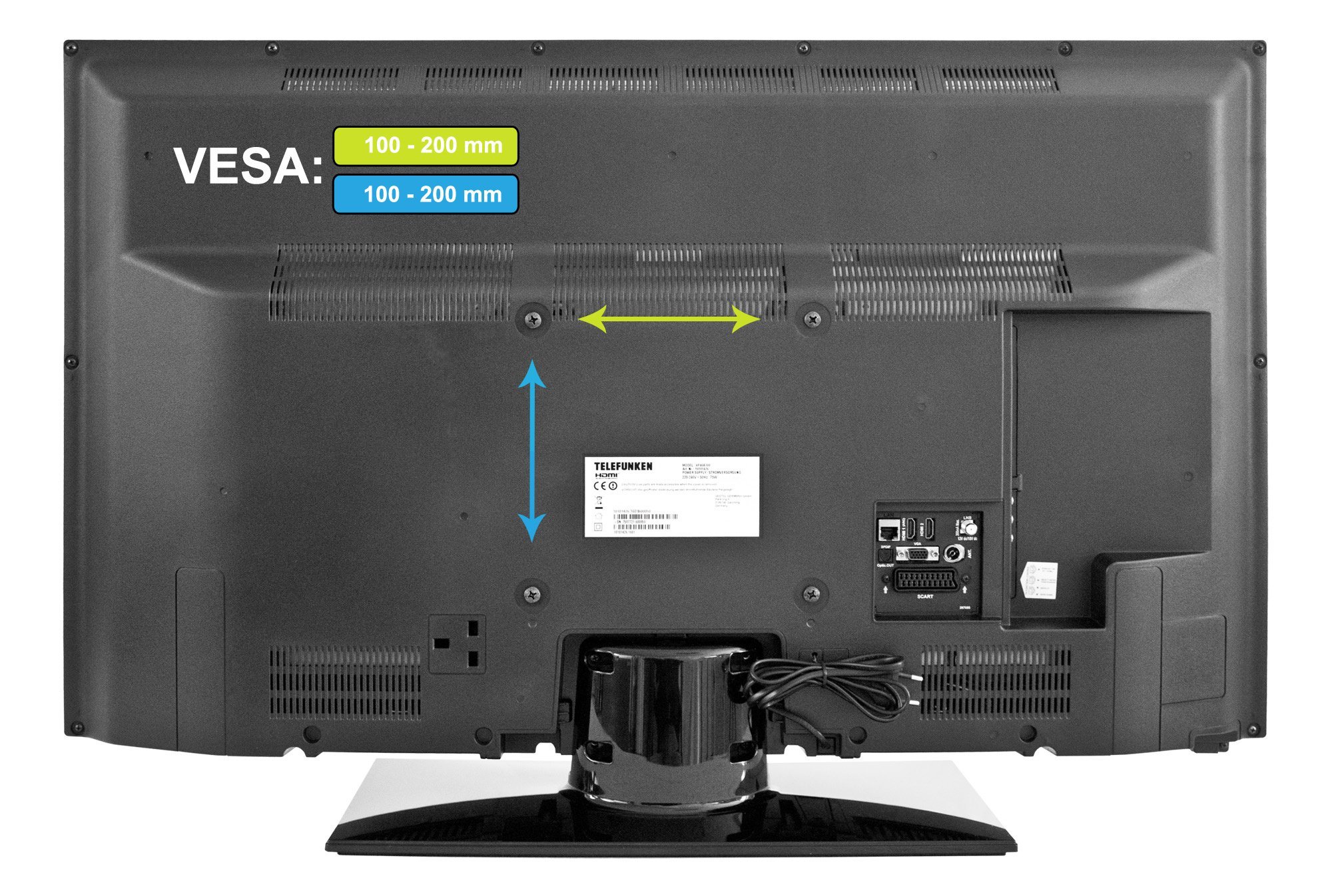 Telefunken WM706 uchwyt ścienny (odpowiedni do telewizorów od 10 do 47 cali, VESA maks. 200 x 200 mm, pochylany, wychylny)