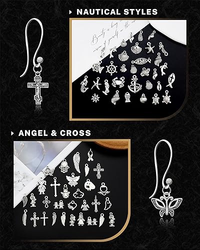 Miniatura 5 de JIALEEY 300 piezas al por mayor de lotes a granel para hacer joyas, dijes mezclados suaves de aleación de plata tibetana, dijes colgantes para hacer