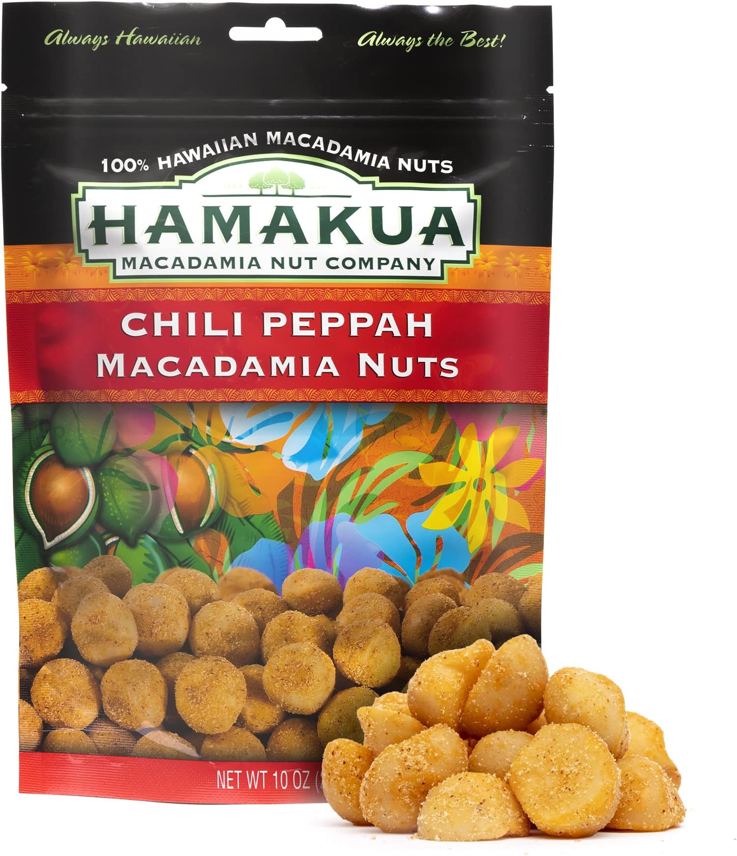 Hamakua Macadamia Nuts - Spicy Chili Pepper - Hawaiian Grown Flavored Dry Roasted Half and Whole Macadamias - Natural Eco-Friendly Large Macadamia Nuts