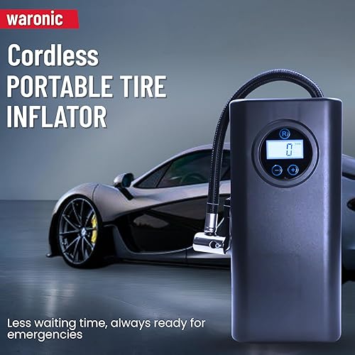 Miniatura 2 de Inflador de neumáticos recargable, bomba de aire eléctrica inalámbrica con capacidad de 150 PSI, inflado 3 veces más rápido, medidor digital de