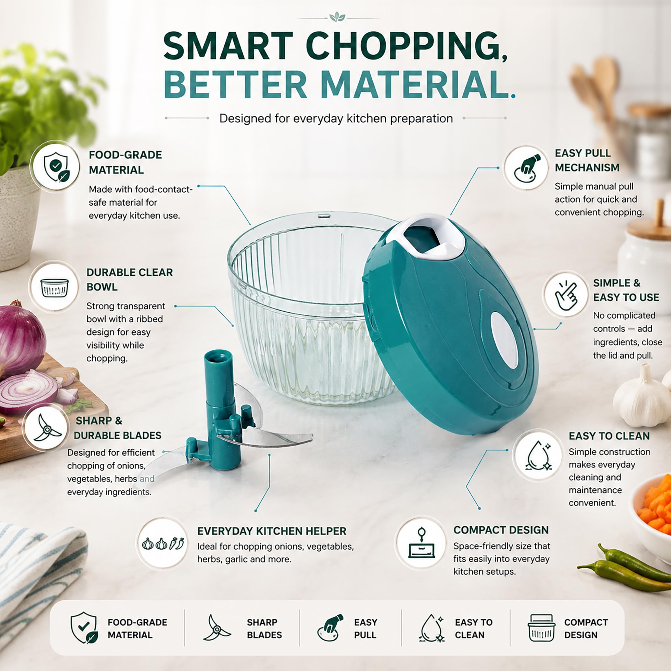 Nirency Manual Vegetable Chopper - Onion Cutter -4